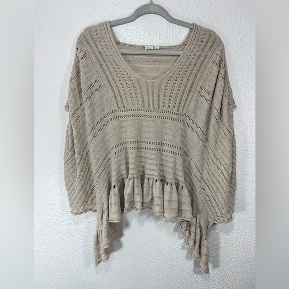 Anthropologie Yellow Bird Carolina Poncho Top Linen Blend Boho Small Flowy - Picture 12 of 12